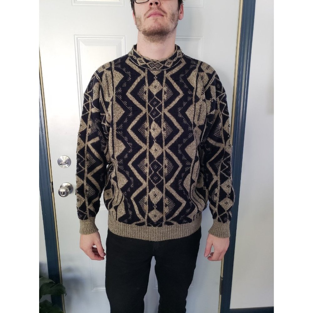 90s Unionbay Black and‎ Tan Sweater